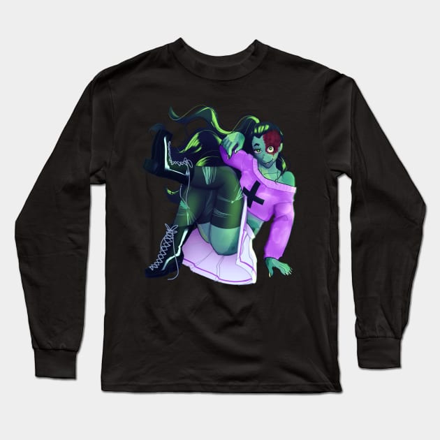 Zombie Girl Long Sleeve T-Shirt by byluccian